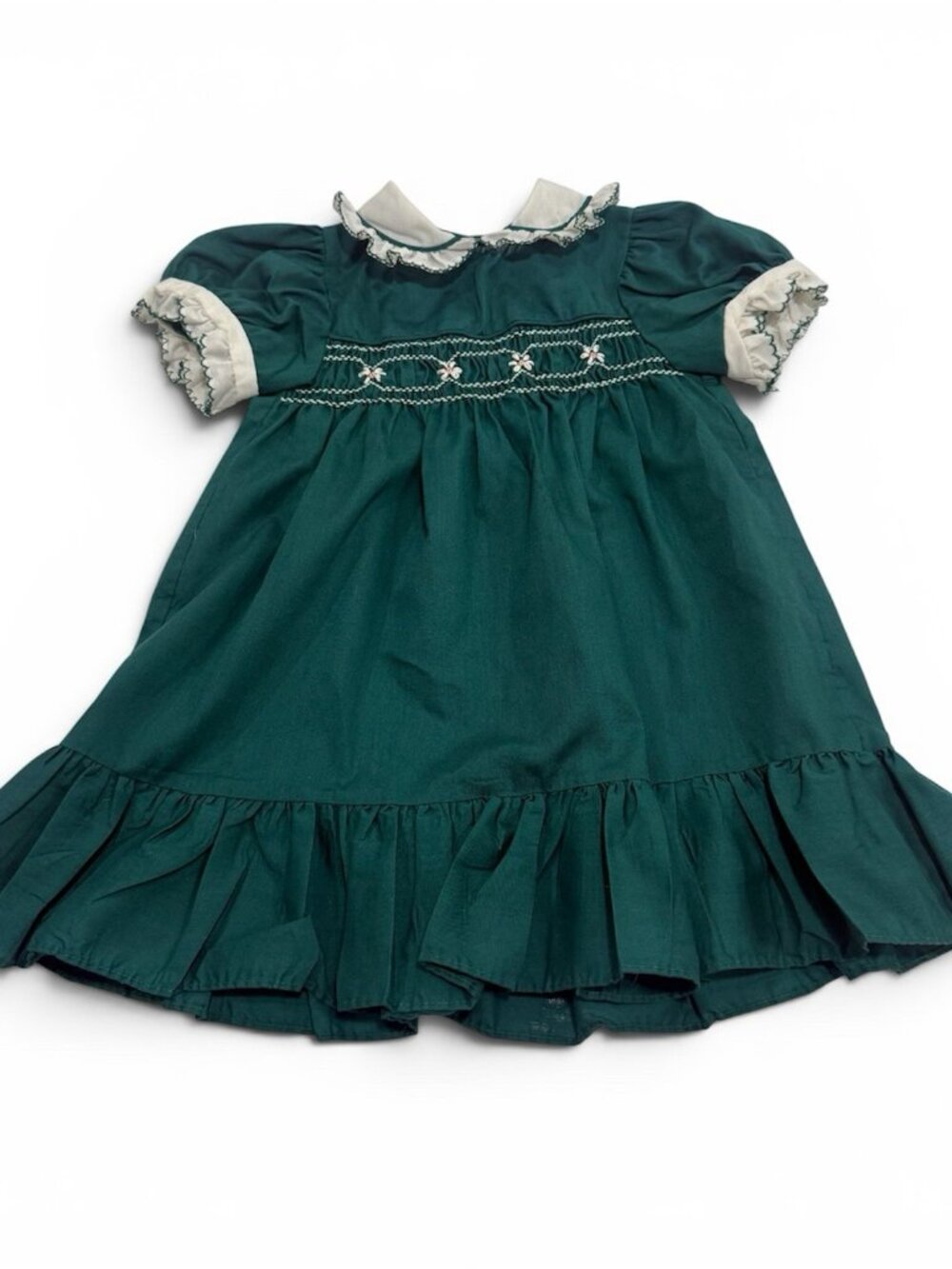Princess Anne Hand Smocked Dress Size 4 80s St Vincent Vintage